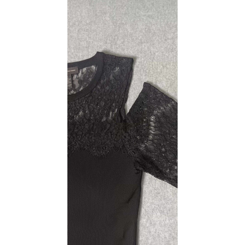 International Concepts Cold Shoulder Lace Blouse S Black Whimsigoth Dark Fairy - Picture 5 of 12